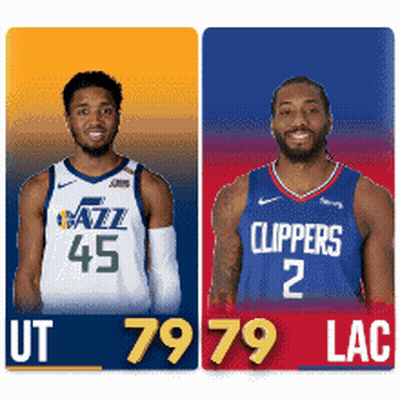 Two Basketball Players From The Utah Jazz And The Clippers Are Shown GIF
