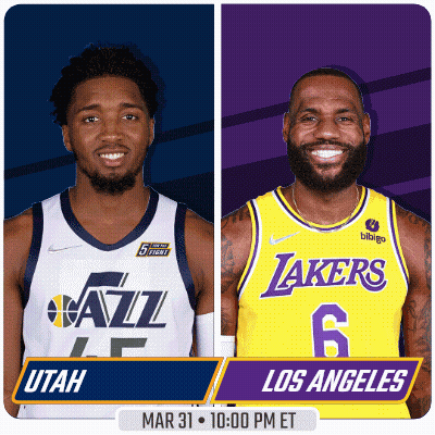 Two Basketball Players From Utah And Los Angeles GIF