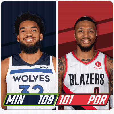 Two Basketball Players From Wolves And Blazers GIF