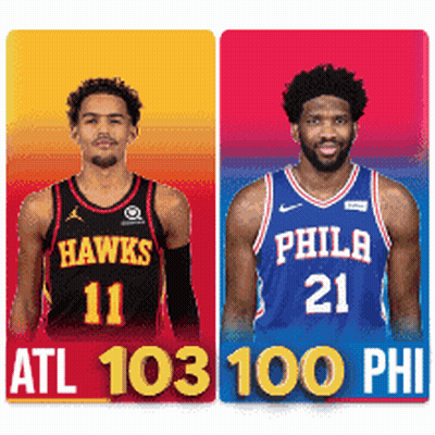 Two Basketball Players Hawks And Philadelphia GIF