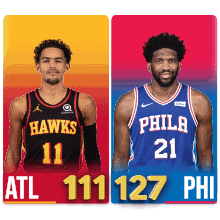 Two Basketball Players Hawks And Philadelphia GIF