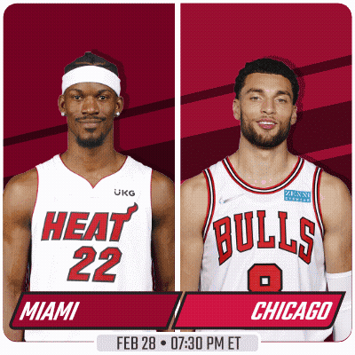 Two Basketball Players Heat And Bulls GIF
