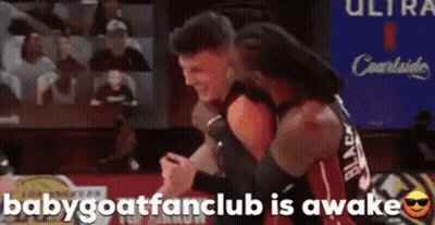 Two Basketball Players Hugging Babygoatfanclub Is Awake GIF