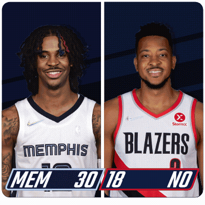 Two Basketball Players Memphis Vs Blazers GIF