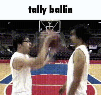 Two Basketball Players On A Court With Tally Ballin Written On The Bottom GIF