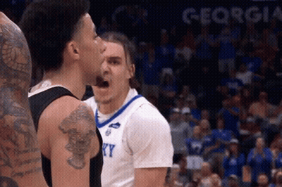 Two Basketball Players On Court One With Arm Tattoo GIF
