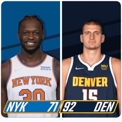 Two Basketball Players One From New York And One From Denver GIF