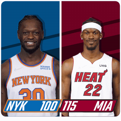 Two Basketball Players One From New York And One From Heat GIF