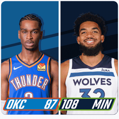 Two Basketball Players One From Okc And One From Wolves GIF