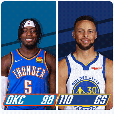 Two Basketball Players One From Okc And The Other From Golden State GIF