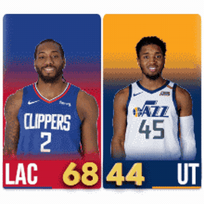 Two Basketball Players One From The Clippers And One From The Utah Jazz GIF