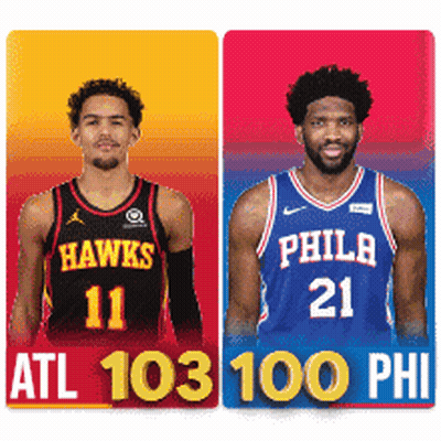 Two Basketball Players One From The Hawks And One From The Philadelphia Phillies GIF