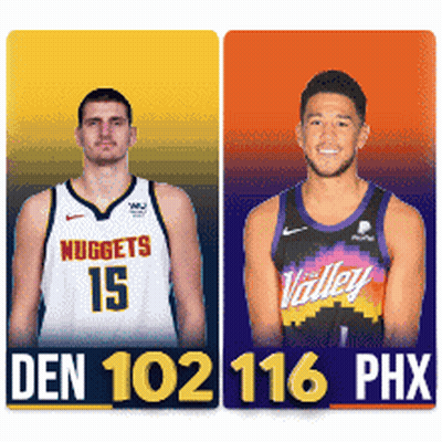Two Basketball Players One From The Nuggets And The Other From The Valley GIF