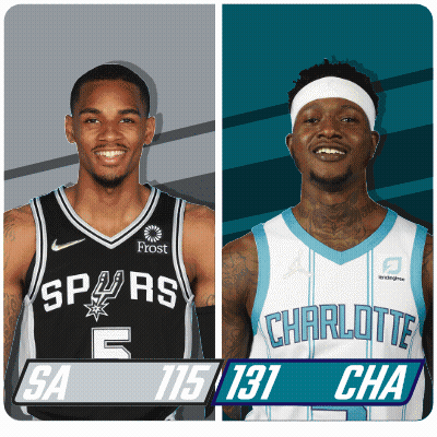 Two Basketball Players One From The Spurs And One From The Charlotte GIF