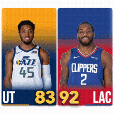 Two Basketball Players One From Utah And One From Clippers GIF