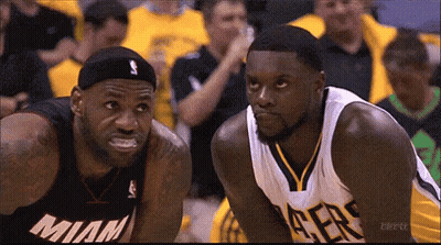 Two Basketball Players One In Miami Jersey GIF