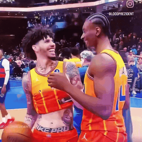 Two Basketball Players One Wearing Number 4 GIF