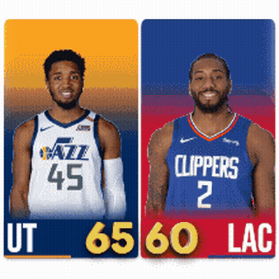 Two Basketball Players Utah And Clippers GIF
