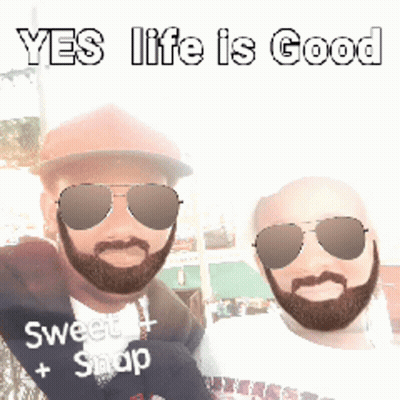 Two Bearded Men In Sunglasses And Hat Saying Yes Life Is Good GIF