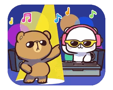 Two Bears Dancing With Headphones And Sunglasses Sticker