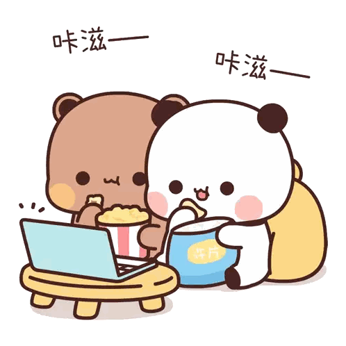 Two Bears Eating Popcorn And Chips Sticker