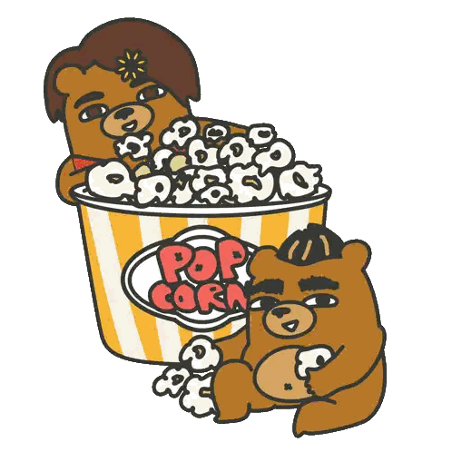 Two Bears Eating Popcorn Sticker