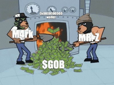 Two Bears Holding Shovels In Front Of Money Pile GIF