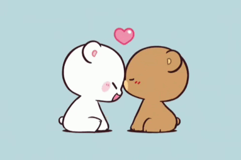 Two Bears Hugging With Hearts GIF