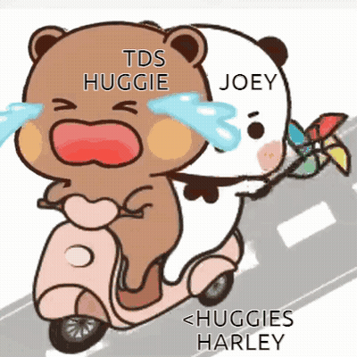 Two Bears On Scooter Huggies Harley GIF