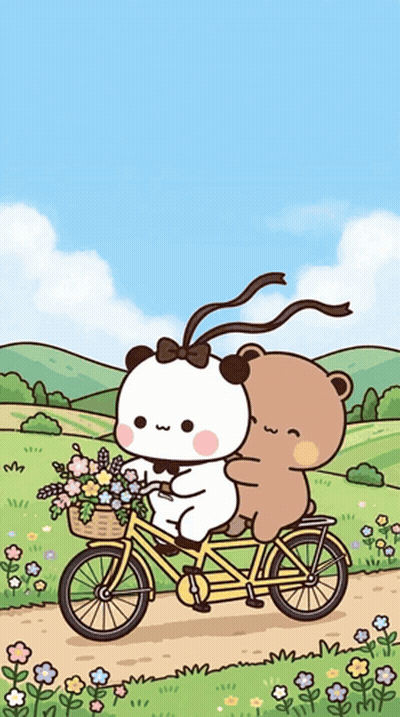 Two Bears Riding A Bike GIF