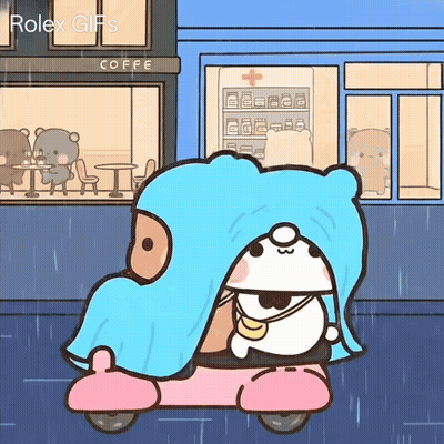 Two Bears Riding Scooter In Rain GIF
