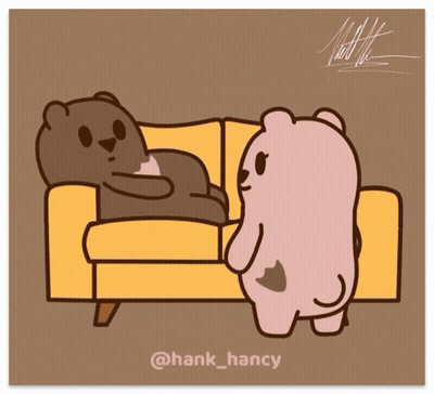 Two Bears Sitting On Couch GIF