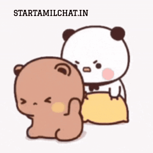 Two Bears Standing Next To Each Other With Starttamilchat.in GIF