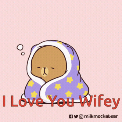 Two Bears Wrapped In Blanket Saying I Love You Wifey GIF