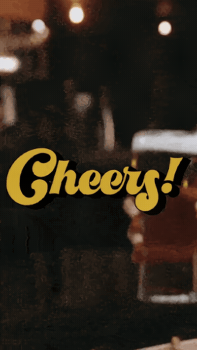 Two Beer Glasses Cheers Logo GIF