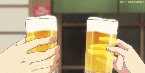 Two Beer Glasses Held Up With Ishi-Des.tumblr Sign GIF