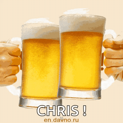 Two Beer Mugs With Name Chris GIF