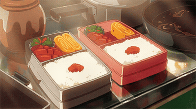 Two Bento Boxes With Rice And Vegetables GIF