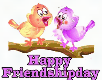 Two Birds On A Branch With The Words Happy Friendship Day GIF