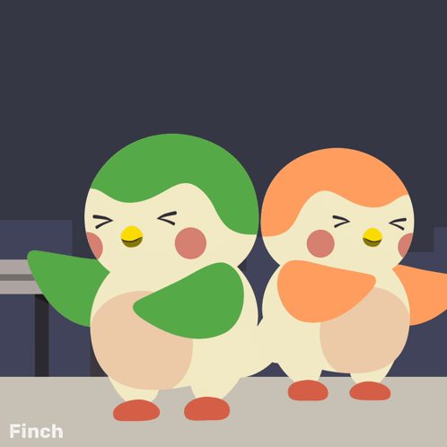 Two Birds Standing Next To Each Other With Tea M GIF