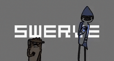 Two Birds Standing Next To Word Swerve GIF