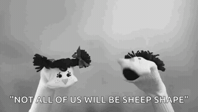 Two Black And White Sock Puppets With Quote GIF