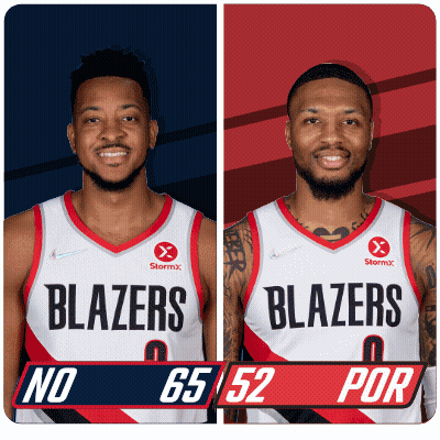 Two Blazers Basketball Players On Poster GIF