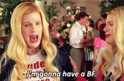 Two Blonde Women Are Talking To Each Other And One Of Them Is Saying I 'M Going To Have A Bf . GIF