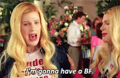 Two Blonde Women Are Talking To Each Other And One Of Them Is Saying `` I 'M Gonna Have A Bf '' . GIF