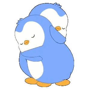 Two Blue And White Penguins Hugging Sticker