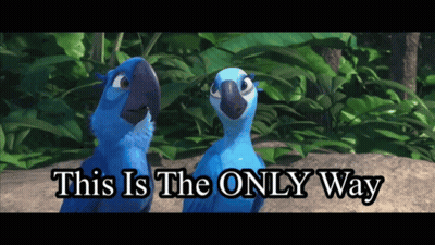 Two Blue Birds Standing Next To Each Other Saying This Is The Only Way GIF