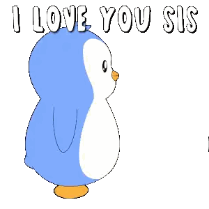 Two Blue Penguins Hugging I Love You Sis Sticker