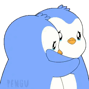 Two Blue Penguins Hugging Sticker
