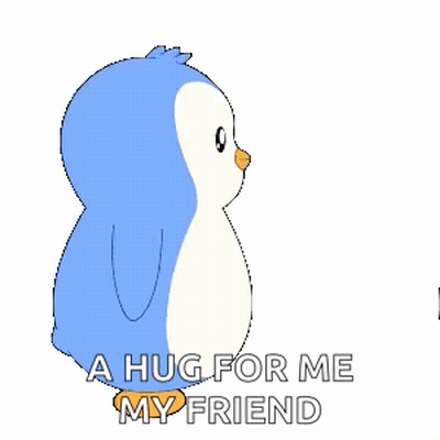 Two Blue Penguins Hugging With A Hug For Me My Friend GIF